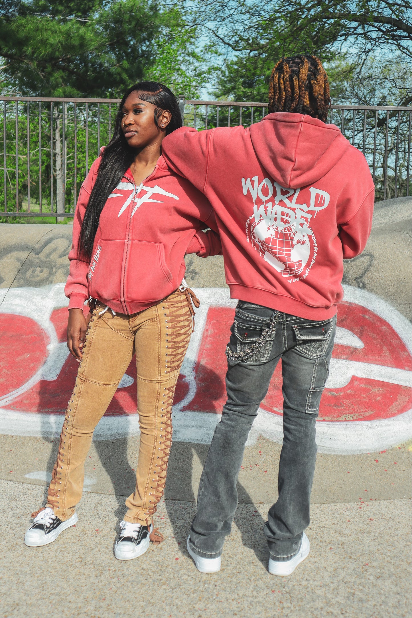 Red & White By Any Means Zip-up Jacket