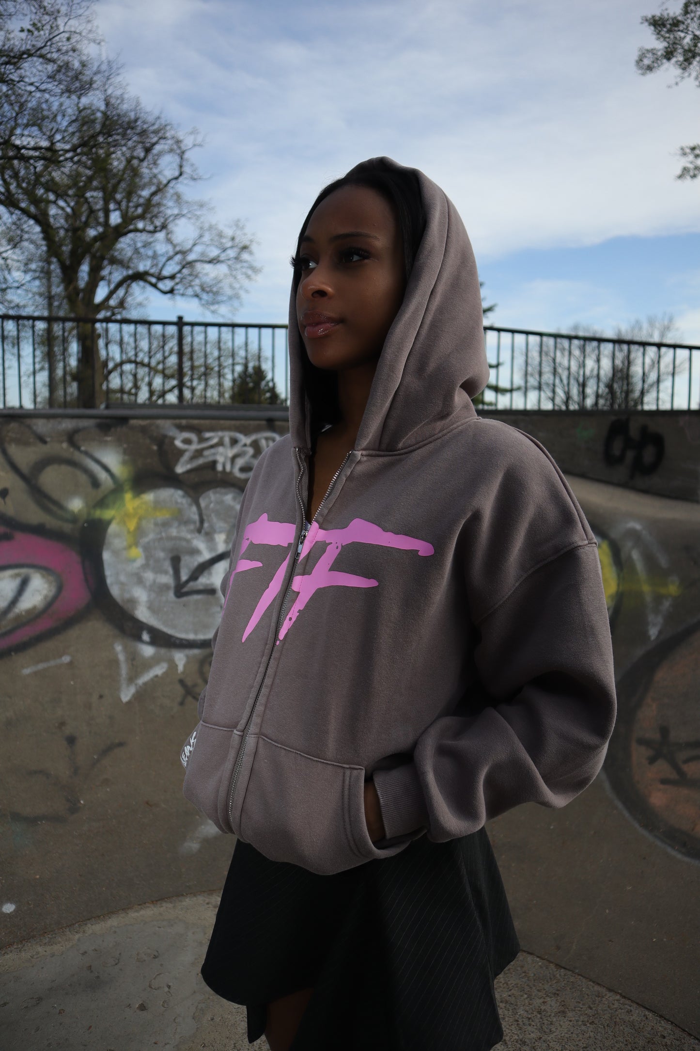 Brown & Pink By Any Means Zip-Up Jacket
