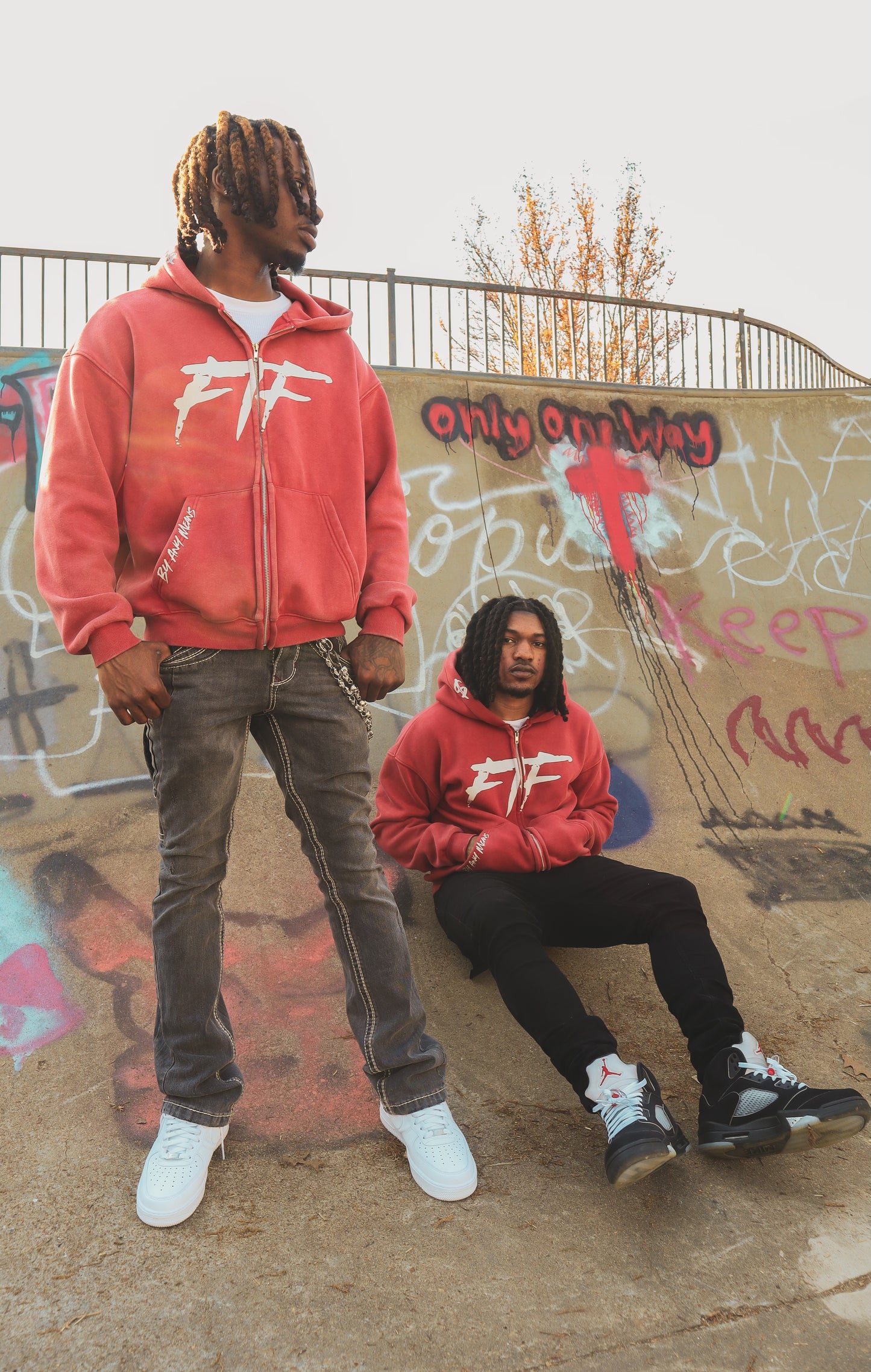 Red & White By Any Means Zip-up Jacket