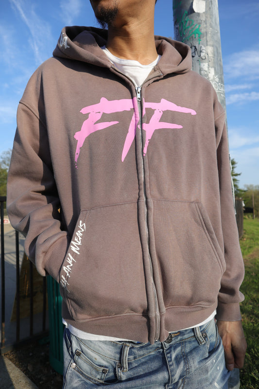 Brown & Pink By Any Means Zip-Up Jacket